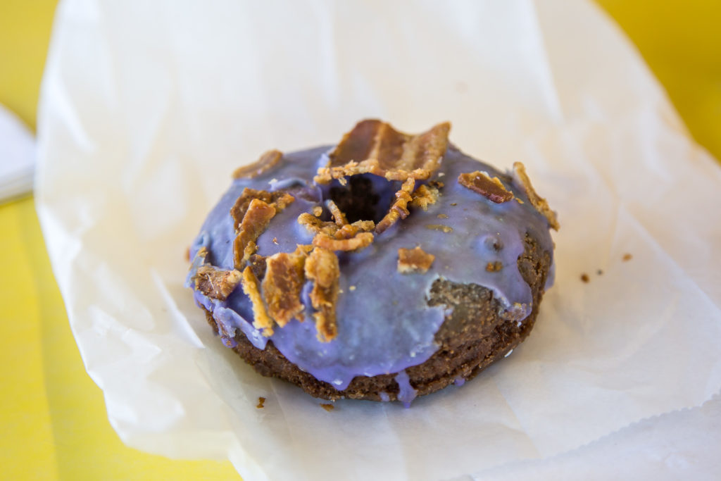 Ube Bacon Cake Donut